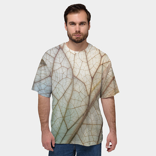 Мужская футболка оверсайз Прожилки листика / 3D-принт – фото 3