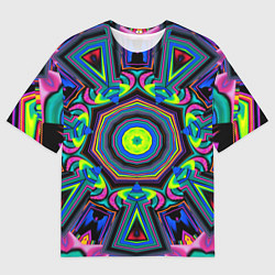 Футболка оверсайз мужская Оптический узор неоновые краски, цвет: 3D-принт