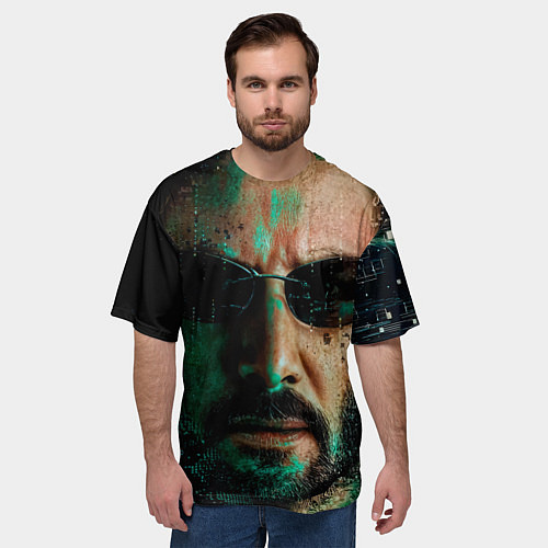 Мужская футболка оверсайз Matrix - Keanu Reeves / 3D-принт – фото 3
