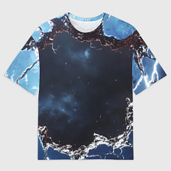 Мужская футболка оверсайз Объемная дыра в стене текстура