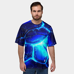 Футболка оверсайз мужская Синие плиты лед, цвет: 3D-принт — фото 2