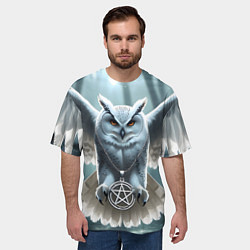 Футболка оверсайз мужская Лес и белая сова, цвет: 3D-принт — фото 2