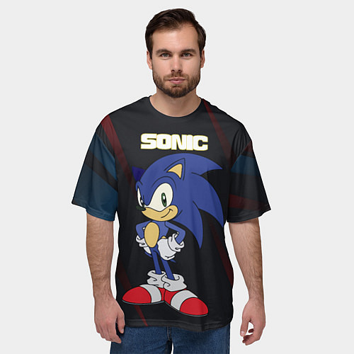 Мужская футболка оверсайз Sonic / 3D-принт – фото 3