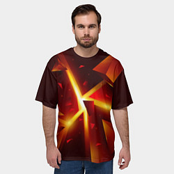 Футболка оверсайз мужская Трехмерный взрыв неоновых плит абстракция, цвет: 3D-принт — фото 2