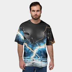 Футболка оверсайз мужская Разряд молний текстура, цвет: 3D-принт — фото 2