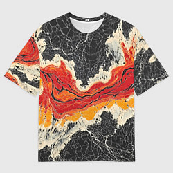 Мужская футболка оверсайз Красно-черная потертая текстура