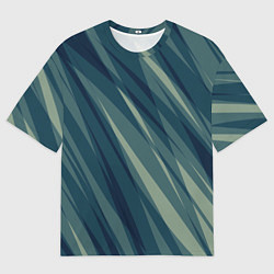 Мужская футболка оверсайз Зеленовато-синий полосы
