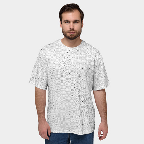 Мужская футболка оверсайз Белый с абстрактным узором / 3D-принт – фото 3