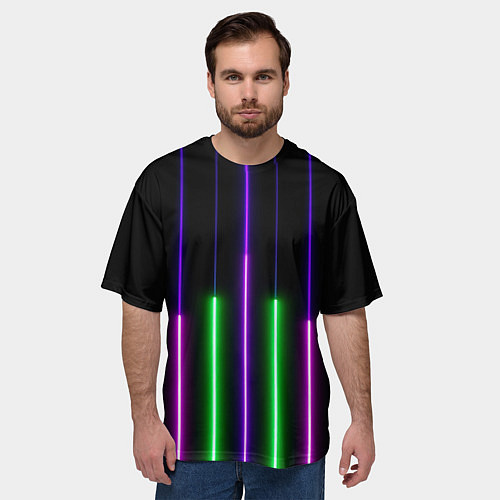 Мужская футболка оверсайз Color Purple green pink / 3D-принт – фото 3