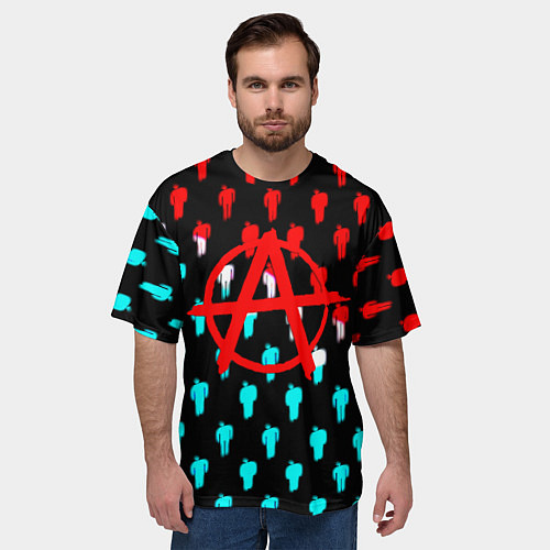 Мужская футболка оверсайз Анархия человечки паттерн / 3D-принт – фото 3