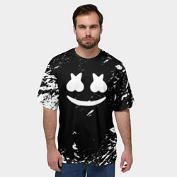 Футболка оверсайз мужская Marshmello брызги красок, цвет: 3D-принт — фото 2