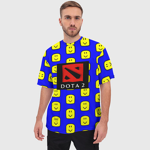 Мужская футболка оверсайз Dota smile pattern / 3D-принт – фото 3