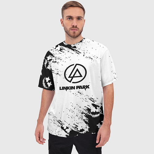 Мужская футболка оверсайз Marshmello x Linkin park / 3D-принт – фото 3