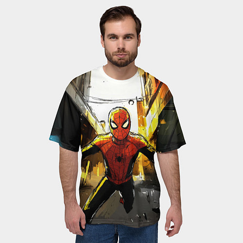 Мужская футболка оверсайз Бегущий человек - паук / 3D-принт – фото 3