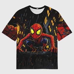 Футболка оверсайз мужская Маленький человек-паук с желтыми глазами, цвет: 3D-принт