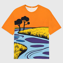 Мужская футболка оверсайз Пейзаж с фантастической природой