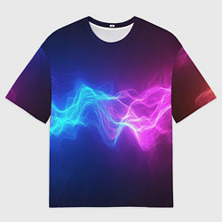 Мужская футболка оверсайз Звуковая волна неоновый узор
