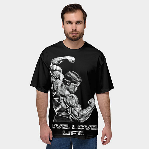 Мужская футболка оверсайз Арнольд - живи люби расти / 3D-принт – фото 3