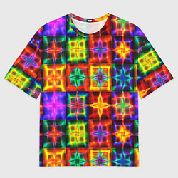 Мужская футболка оверсайз Неоновое стекло абстракция