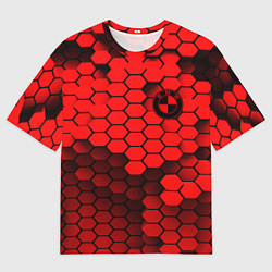 Мужская футболка оверсайз BMW карбоновая абстракция