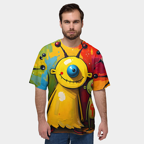 Мужская футболка оверсайз Арт с человечками / 3D-принт – фото 3