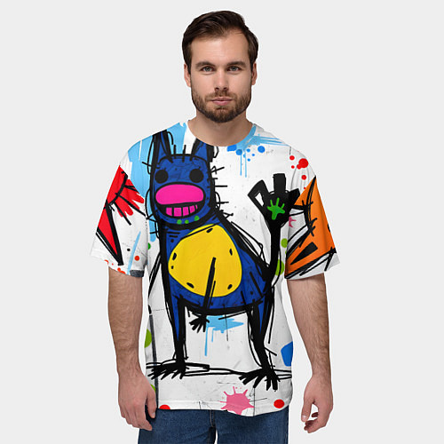 Мужская футболка оверсайз Веселые зверята / 3D-принт – фото 3