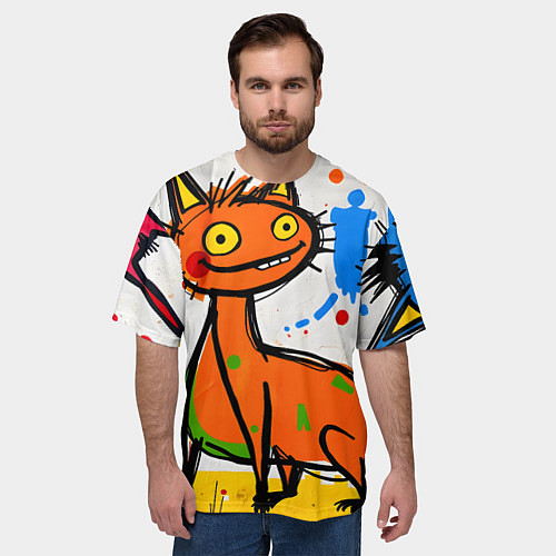 Мужская футболка оверсайз Смешные зверята / 3D-принт – фото 3