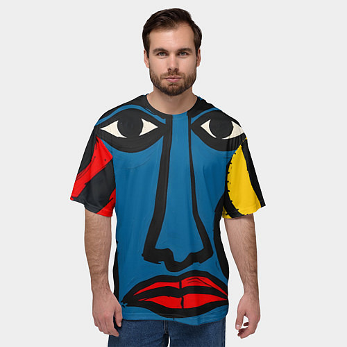 Мужская футболка оверсайз Арт с лицами / 3D-принт – фото 3