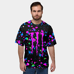 Футболка оверсайз мужская Monster energy неоновые краски, цвет: 3D-принт — фото 2
