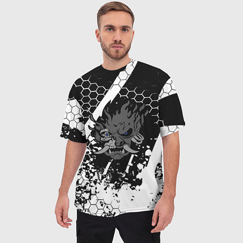 Мужская футболка оверсайз Samurai соты краски / 3D-принт – фото 3