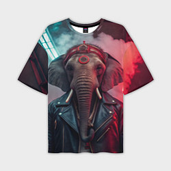 Футболка оверсайз мужская Cyberpunk elephant, цвет: 3D-принт