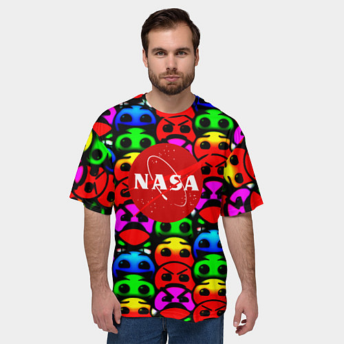 Мужская футболка оверсайз NASA smile / 3D-принт – фото 3