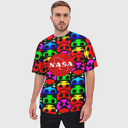 Футболка оверсайз мужская NASA smile, цвет: 3D-принт — фото 2