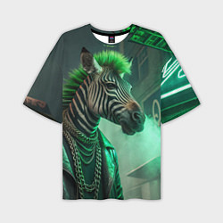Футболка оверсайз мужская Cyperpunk zebra, цвет: 3D-принт