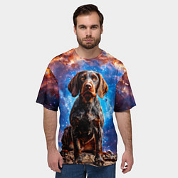 Футболка оверсайз мужская Дратхаар в космосе, цвет: 3D-принт — фото 2