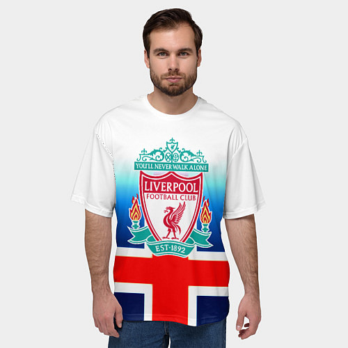 Мужская футболка оверсайз Liverpool Англия / 3D-принт – фото 3