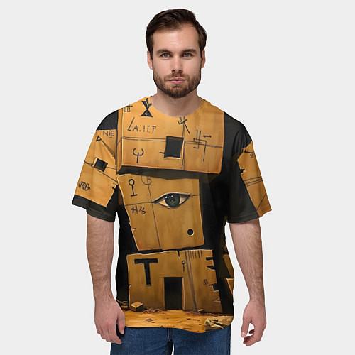 Мужская футболка оверсайз Глаза в каменных домах / 3D-принт – фото 3