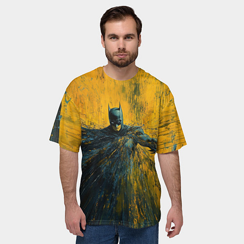 Мужская футболка оверсайз Бэтмен нарисованный кистью / 3D-принт – фото 3