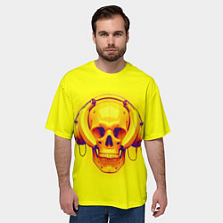 Футболка оверсайз мужская Yellow bananas skull - cyberpunk, цвет: 3D-принт — фото 2