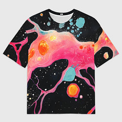 Футболка оверсайз мужская Розовая текстура в черном, цвет: 3D-принт