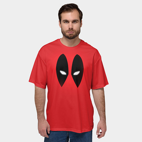 Мужская футболка оверсайз Дэдпул глаза / 3D-принт – фото 3