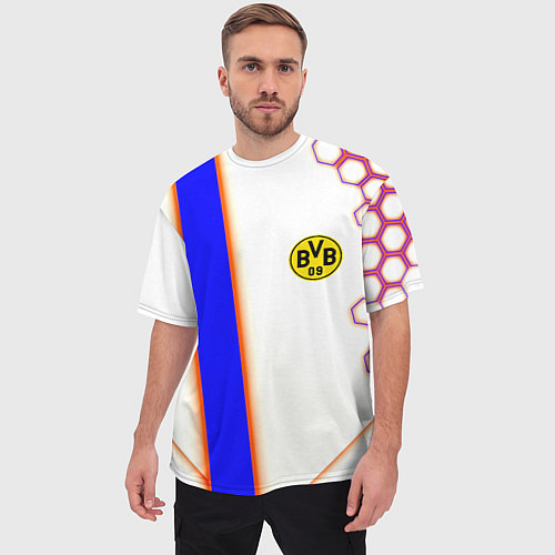 Мужская футболка оверсайз Borussia geometry sport / 3D-принт – фото 3