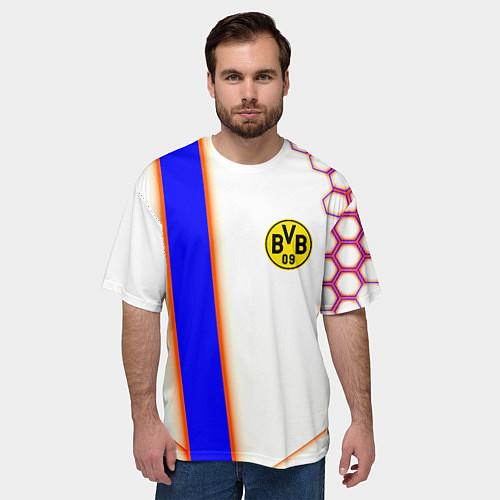 Мужская футболка оверсайз Borussia geometry sport / 3D-принт – фото 3