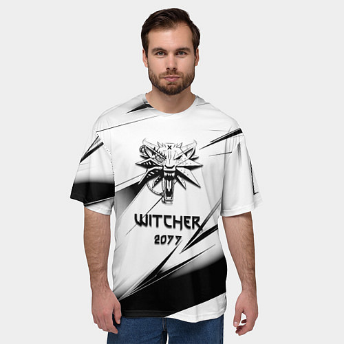 Мужская футболка оверсайз Ведьмак stripes / 3D-принт – фото 3