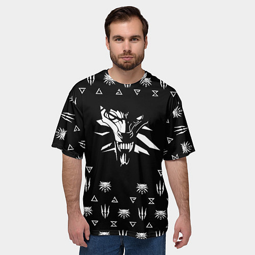 Мужская футболка оверсайз Ведьмак логотипы / 3D-принт – фото 3