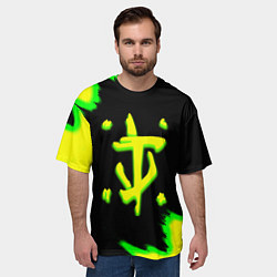 Футболка оверсайз мужская Doom огненное лого краски, цвет: 3D-принт — фото 2