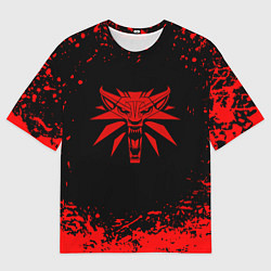 Футболка оверсайз мужская Ведьмак красные краски, цвет: 3D-принт