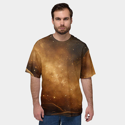Мужская футболка оверсайз Песочный фон со звездами / 3D-принт – фото 3