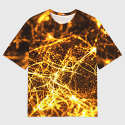 Футболка оверсайз мужская Текстура золотые нити, цвет: 3D-принт