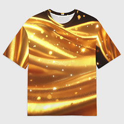 Мужская футболка оверсайз Золотая ткань с блестками